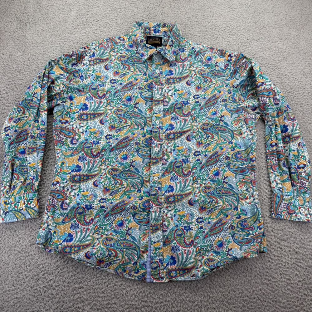 Cremieux Button Down Mens XL Multicolor Excellent Paisley Floral Long Sleeve